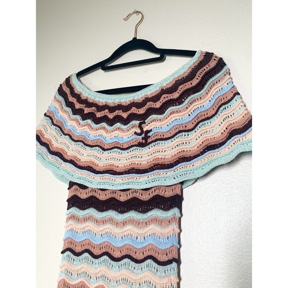 Susan Fang Wave Knit Off Shoulder Fitted Dress S Unlined NEW - Picture 3 of 7